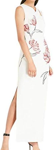 Karen Millen DC286 White/Multi Embroidered Maxi Cocktail Evening Dress UK 6,8