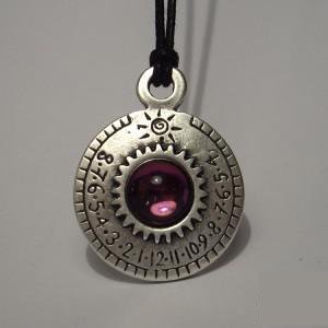 Crystal Sundial Necklace - Ra Series - "Aten" (Amethyst) - Thumbnail 2