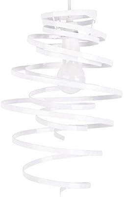 Contemporary Gloss White Metal Double Ribbon Spiral Swirl Ceiling
