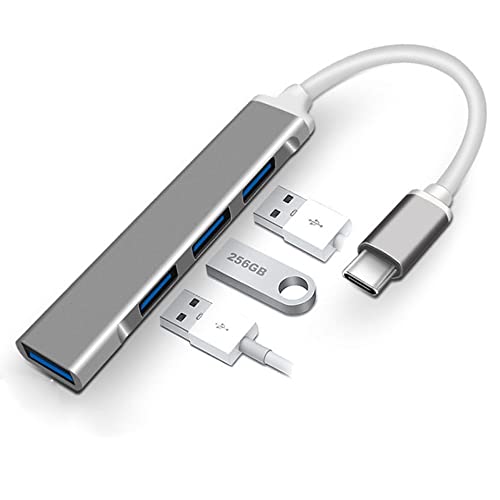 MMOBIEL Type C Hub 4-Port -Ultra Slim Portable USB Splitter Compatible with MacBook, Mac Pro/Mini, Surface Pro, Notebook PC, Laptop, Flash Drives, HDD and more - 1 USB 3.0/3 USB 2.0 - USB Data Hub