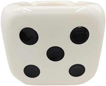 Wujee Stylish Ceramic Ashtray - Creative Dice Smoking Ash Tray - Classy Home Office Decor (White)