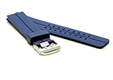 NAVY BLUE 24mm Double Tang Modena Italian Rubber Dive Watch Band for Luminox, etc.