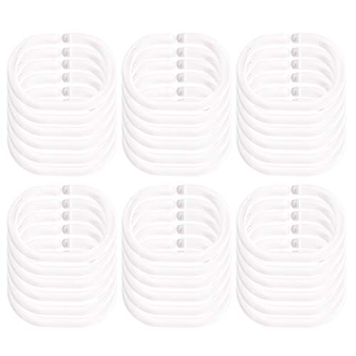 HiGift 36 Pack Transparent Shower Curtain Rings Curtain C Rings Hook Hanger Bath Drape Loop Clip Glide
