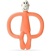 Matchstick Monkey Silicone Teether & Gel Applicator – Silicone Baby Teether, Easy-to-Grip, BPA-Free, Supports Self-Soothing & Early Brushing, 3 Months+, 4 Inches, Orange