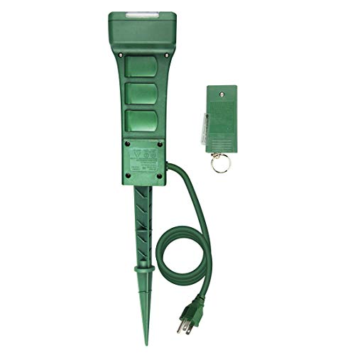 ECOPlugs Outdoor Light Timer Remote Control, Christmas Light Timer Switch Outlet, Automatic Light Switch Timer Outlet (Stake Timer B with Remote)