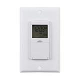 BN-LINK 7 Day Programmable In-Wall Timer Switch for Lights, fans and Motors, Single Pole and 3 Way (Compatible with SPDT) Both Use, Neutral Wire Required, White (No Backlight)