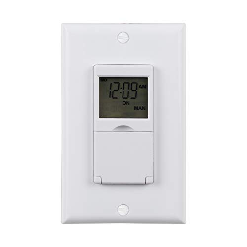 BN-LINK 7 Day Programmable In-Wall Timer Switch for Lights, fans and Motors, Single Pole and 3 Way (Compatible with SPDT) Both Use, Neutral Wire Required, White (No Backlight)