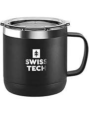 SWISS+TECH 14 oz Double Wall Vacuum Insulated Tumbler, Stainless Steel Tumbler with Lid, Leak Proof, Corrosion Resistant, Iced Coffee Travel Mug Cup