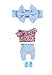 Distroller Neonate Nerlie Girl Clothing Pink Flower Dress with Blue Tights and Headband & Shoes - Mexico KSI-Merito Exclusive