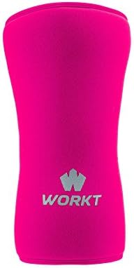 Workt Knee Compression Support Sleeve for CrossFit, Weightlifting, Powerlifting, Exercise &amp; Sports – Made in the USA with Sustainable &amp; Eco-Friendly Ecoprene Neoprene – 7MM – 1 Sleeve (Pink, XS)