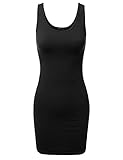 DRESSIS Women's Basic Scoop Neck Bodycon Mini Tank Dress S to 3XL (15 Colors)