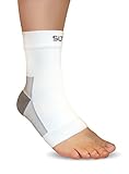Ankle Support compression Sleeve For Yoga, Running And Sport By AprilTex. Helps Swelling, Plantar Fasciitis, Sprains And Injuries. Seamless Band For Perfect Circulation. One Sleeve. Size M, White