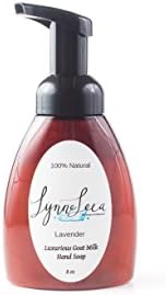Ultra Rich, All Natural Essential Oil Luxurious Foaming Goat Milk Hand Soap with Dispenser, Sensitive, Dry Skin, 8 oz by Lynne Leea … (Lavender)