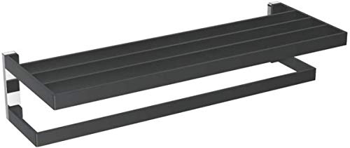 Ibergrif Soto, Square Towel Rail with Shelf, Wall Mounted Black Bathroom Rack, Brass, M36124B
