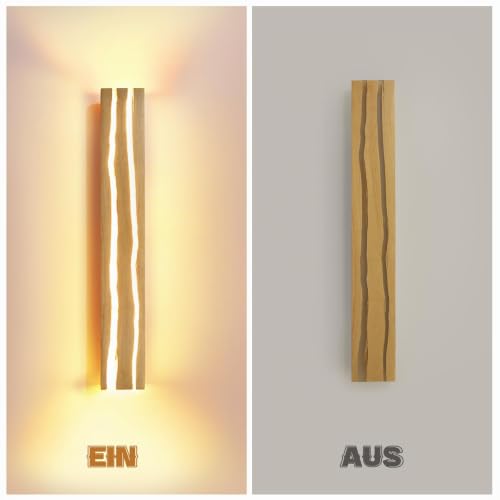 ZMH Indoor LED Wall Lamp Industrial Vintage Wall Lamp Wood Wall Lamp 8W Warm White with for Bedroom Hotel Restaurant Cafe Room