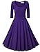 MUXXN Women's 1950s Vintage Scoop Neck 3/4 Sleeve Pleated Swing Cocktail Dress