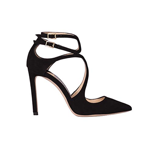 JIMMY CHOO Women's Lancer100suedeblack Black Suede Heels