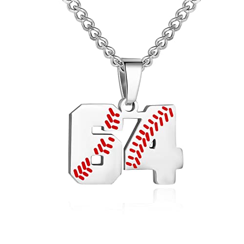 Baseball Number Necklace for Boy 00-99 Athletes