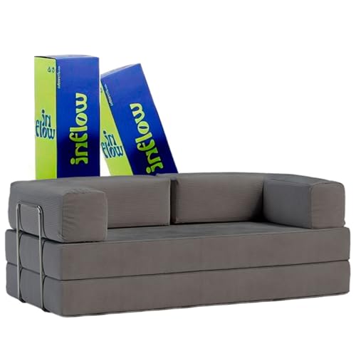 Sofá Cama Flowin Modular Cotelê Cinza Inflow | Retrátil, Vai Na Caixa