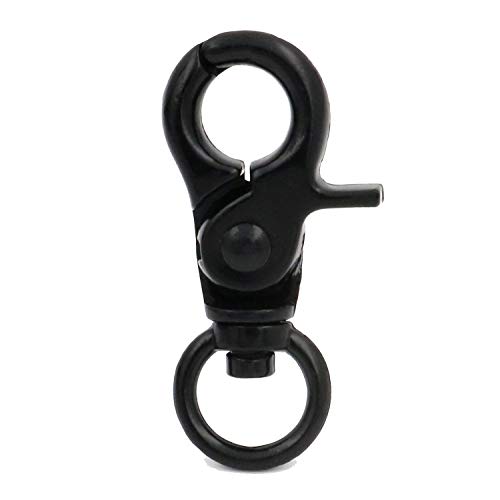 BIKICOCO 2/5\'\' Swivel Trigger Snap Hook Lobster Claw Clasp Spring Loaded Clip, O-Ring Ended, Black - Pack of 10