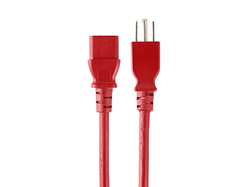 Monoprice 18AWG Power Cable/Cord - 2ft - Red 3 Conductor PC Power Connector Socket 10A (NEMA 5-15P to IEC 60320 C13)