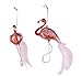 Pink Flamingo Christmas Tree Ornament, Glass Hanging Ornaments (5.4 x 3.5 in, 2 Pack)