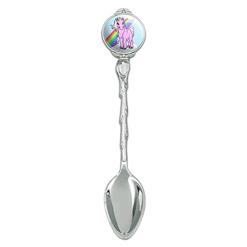 Pink Unicorn Floating on Cloud Rainbow Novelty Collectible Demitasse Tea Coffee Spoon