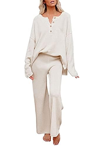 Viottiset Women's Piece Outfits Knit Sweater Set Long Sleeve