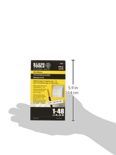Klein Tools 56250 Wire Marker Book for Cable Management, Electric Panel Organization Wire Label Stickers, Numbered 1-48