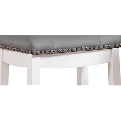 Angel Line Cambridge bar stools, 24" Set of 2, White with Gray Cushion 31bnaecL81L