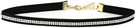 Lux Accessories Suede and Crystal Rhinestone Choker