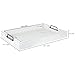 MyGift 20 x 14 inch Vintage White Wood Serving Tray, Farmhouse Rectangular Breakfast Tray, Decorative Ottoman Coffee Table Tray with Modern Black Metal Handles