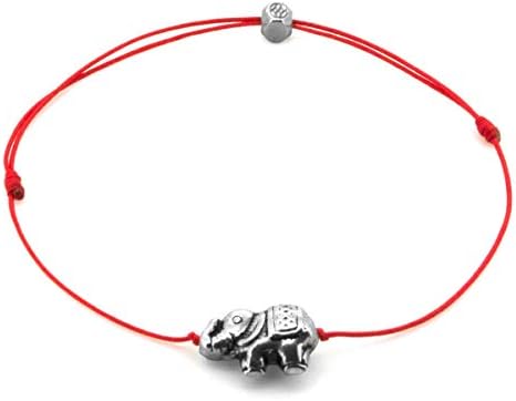 Bracelet, Elephant, Fortune, Tibetan, Lucky, Abundance, Protection, Adjustable, Stainless Steel, Red, 1 Piece