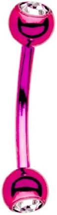 LIGHT PURPLE Neon Eyebrow Ring Piercing w/ GEMS Titanium Anodized Curved Barbell 16g 7/16" (Standard Size)
