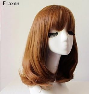 Flaxen Long Neat Bang Full Wig Hair Cosplay Costume Cap With Elastic Band Well Fits Different Head Types.offers The Most Natural Appearance At Every Angle