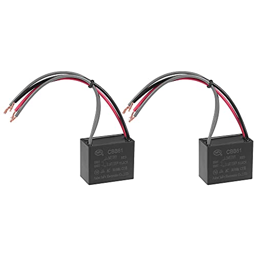 uxcell Ceiling Fan Capacitor CBB61 1.5/3uF 350V AC 4 Wires Metallized Polypropylene Film Capacitor 38x31x21mm for Electric Fan Pump Motor Generator 2Pcs: Industrial & Scientific