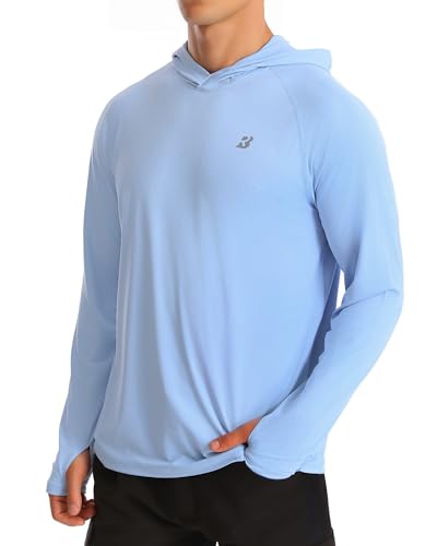 Roadbox UPF 50+ Fishing Shirts for Men, Long Sleeve UV Protection Sun Hoodie, Swim Rash Guard for Hiking Running Workout