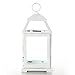 Hosley 12 Inch High Clear Glass and Iron WHITE Color Classic Style Lantern Ideal Gift for Weddings Bridals Special Occasions Parties Aromatherapy and Spa Settings O4