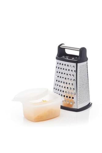 MasterClass Stainless Steel Box Grater with Bowl, 23 cm (9 inches), Black