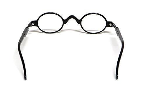 Calabria R314 Unisex Vintage Professor Oval Reading Glasses Incredibly Lightweight and Comfortable in Black +2.50