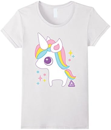 Women's Unicorn Poop T-Shirt Small White