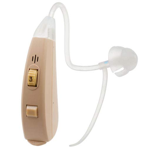 Neosonic Hearing Amplifier EZ to Aid and Assist Hearing, Easy Handling with a Unique Volume Control Wheel, Digital Sound Amplifier PSAP Device for Adults and Seniors (Beige-Left)