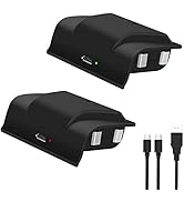 Rechargeable Battery Pack for Xbox One, 2x1200mAH Battery Pack with 4FT 2 in 1 Micro USB Charging...
