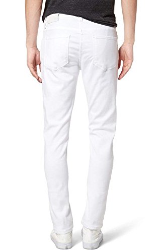 damler men's slim fit knee cut distressed slit ripped white jeans 662