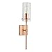 Effimero One-Light Wall Vanity Corridor Sconce Lamp, Copper with Clear Glass Cylinder Linea di Liara LL-WL31-CU