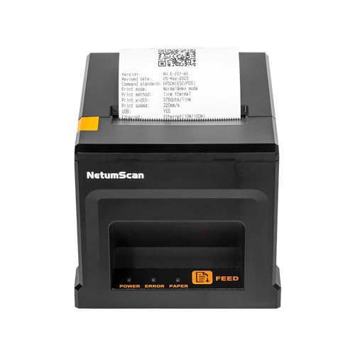 NetumScan 80mm 300mm/s POS Thermal Receipt Printer Thermal Receipt Printer with Automatic Cash Drawer, USB Ethernet Interface, Support Windows/Mac/Linux, Printer from