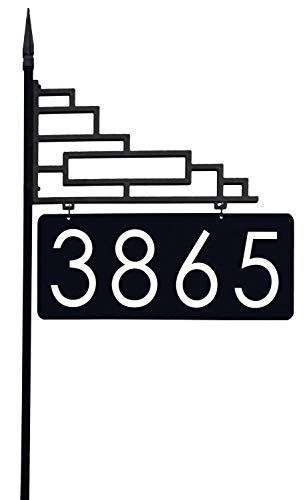Address America USA Handcrafted Extra Large Contemporary Reflective 911 Yard Address Sign - 6" Numbers on Both Sides, 47" Pole - XL