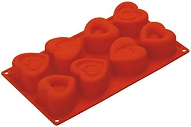 VAURUM 8 Cavity Mixed Heart Shape Design Soap Making and Cake Baking Silicone Mould APX 80gms