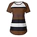 Moilant Women Stripe Loose T Shirt Round Neck Short Sleeve Top Casual Loose Blouse Coffeethumb 4