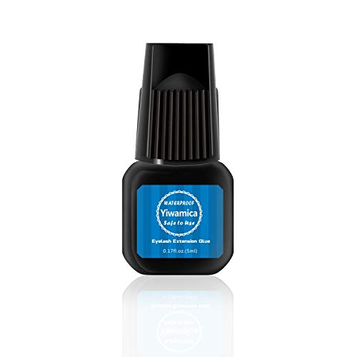Eyelash Extension Glue 5ml |1 Sec Fast Drying | Up to 8 weeks Long Lasting | Maximum Bond Power | Semi-permanent Black Adhesive For Professional Use - Yiwamica
